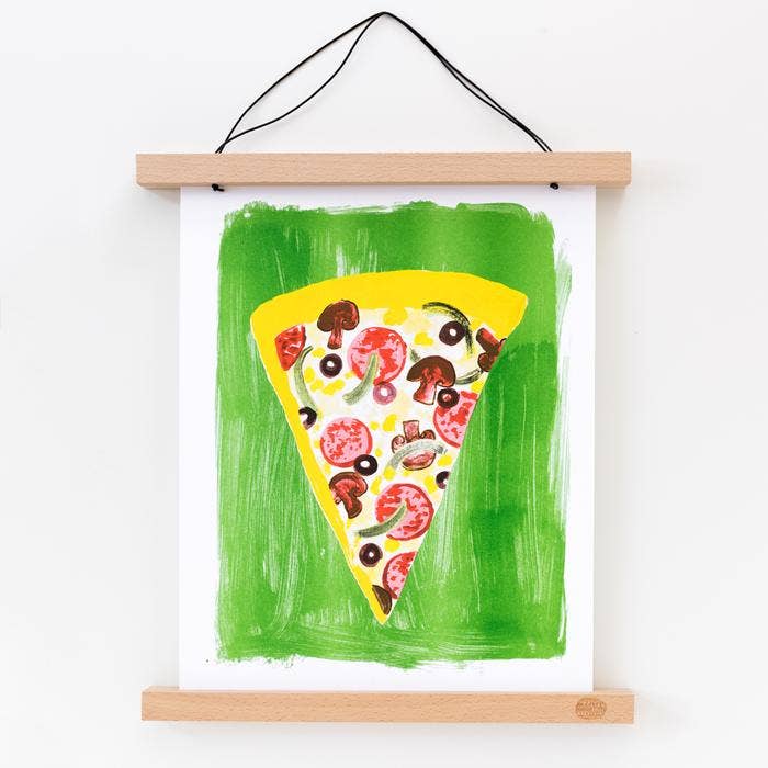 green pizza slice art print